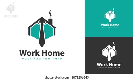 Home logo design combined with a tie. You can use it with for work at home themed logos. Vector