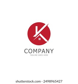 Home logo design with concept letter K