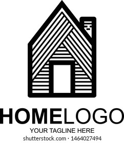 HOME logo design with creative line art style