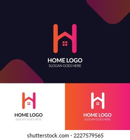 Home logo design. H letter and home combination logo.