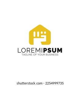 home logo Design with hand shape concept