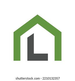 Home logo design include letter L. Real estate business