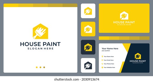 home logo design inspiration and paint brushes. business card template design.