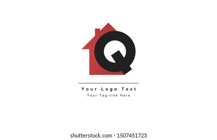 home logo design, the letter "Q" is designed to be a symbol or Icon of the house vector, Real estate