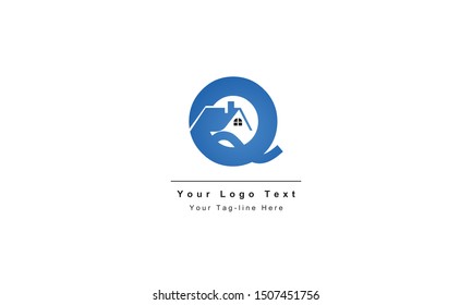 home logo design, the letter "Q" is designed to be a symbol or Icon of the house vector, Real estate