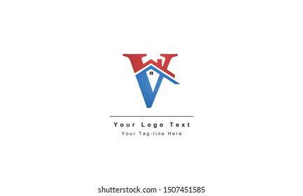 home logo design, the letter "V" is designed to be a symbol or Icon of the house vector, Real estate