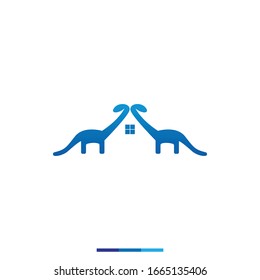 diseño del logotipo del hogar, espacio negativo, dinosaurio, vector, ilustración