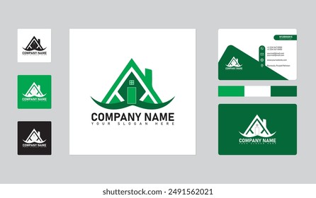 Home logo design for real estate, Logo and business card template