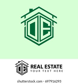 Home Logo Design, Real estate or Company Logo, Initial Letter DE Hexagonal Shape for Corporate Identity