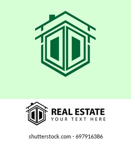 Home Logo Design, Real estate or Company Logo, Initial Letter DD Hexagonal Shape for Corporate Identity