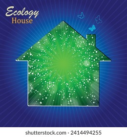 Home. Logo design template of house. Building vector silhouette. The concept of ecology, to save the planet. Eco friendly. Environmentally friendly world. Vector illustration.