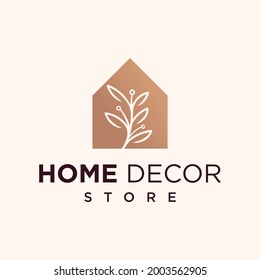 Home logo design template in a simple minimal linear style 