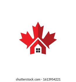 home logo design vector with canada flag element template