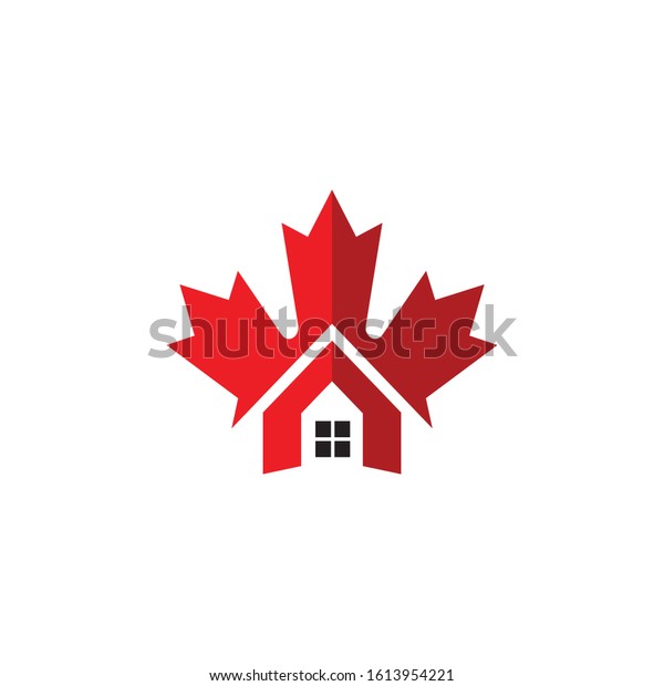 Canada Flag Logo Design - Home Logo Design Vector Canada Flag Stock Vector Royalty Free 1613954221