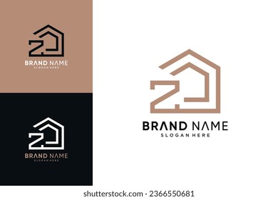 Diseño del logotipo del hogar ilustración vectorial combinada con letra z y concepto creativo único