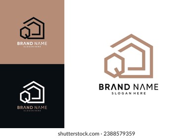 Ilustración vectorial de diseño de logotipo casero combinada con letra q y concepto creativo único