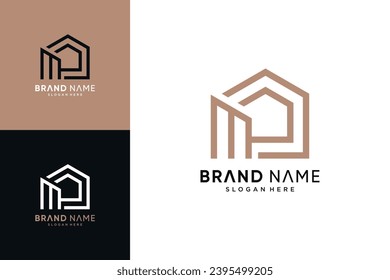 Diseño del logotipo del hogar ilustración vectorial combinada con letra m y concepto creativo único