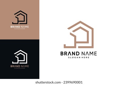 Diseño del logotipo del hogar ilustración vectorial combinada con letra j y concepto creativo único