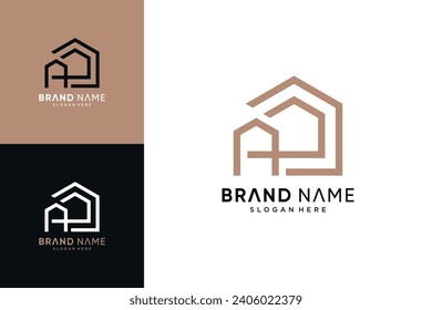 Startseite Logo Design, Vektorgrafik kombiniert mit einem einzigartigen Konzept für Buchstaben