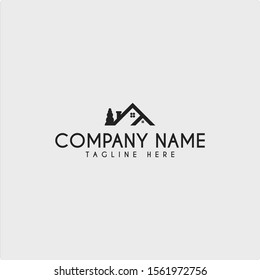 Home Logo Design Vector with Tree Decoration