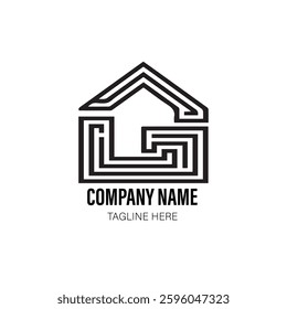 A home logo features simple, elegant elements like a house or roof, symbolizing warmth and comfort.