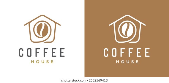Home logo featuring a coffee symbol with clean and simple lines style design vector illustration