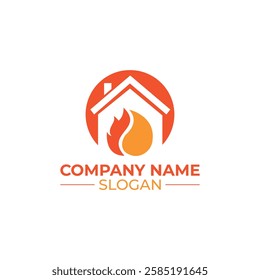 Home Logo Fire logo Home and fire logo vector logo template