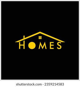 Home Logo. Geometric Linear Style Golden House Symbol isolated on black Background. Can be used for Real Estate, Construction, Architecture and Building Logos. Flat Vector Logo Design Template Element