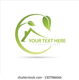 Home logo in green icon vector