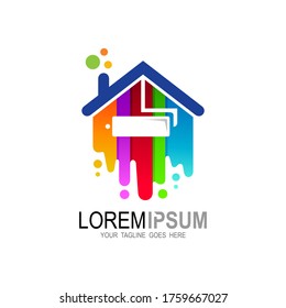 Home logo, house paint logo, house and paint icon 