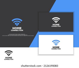 Icono de logotipo en casa diseño de ilustración vectorial combinado con icono wifi