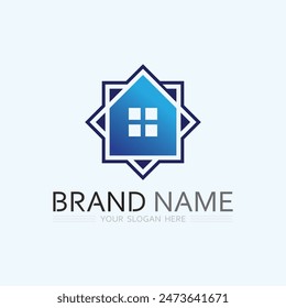 Home logo icon vector illustration design template.Home and house logo design vector, logo , architecture and building, design property , stay at home estate Business logo.