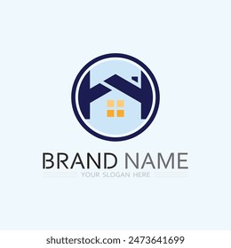 Startseite Logo Icon Vektorillustration Design Vorlage.Haus und Haus Logo Design Vektorgrafik, Logo, Architektur und Bauwesen, Design Immobilien, Bleiben Sie zu Hause Grundstück Business Logo.