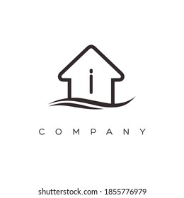 home logo letter i design