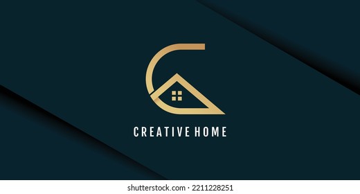 Home logo with letter g concept premium vector