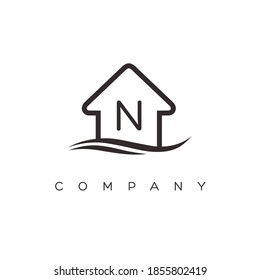 home logo letter N design