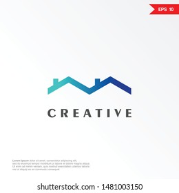 home logo with line. simple modern concept