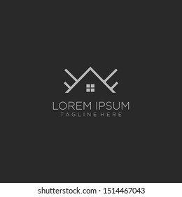 Plantilla de diseño de vectores de lujo con logotipo en casa.