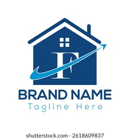 Home Logo On Letter F Template. Initial Home Sign Concept Template	