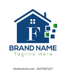 Home Logo On Letter F Template. Initial Home Sign Concept Template	
