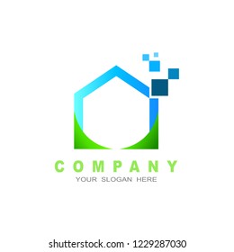 home logo, pixel and home, tech icon at home