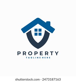 home logo and shield shape combination concept, security home logo