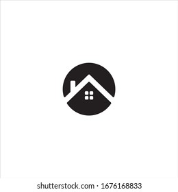 home logo silhouette logo design with circle