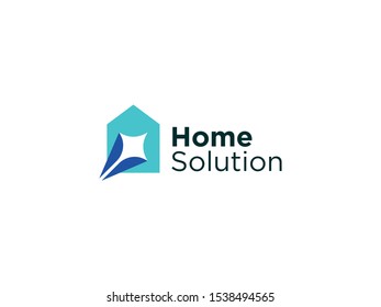 home logo with a sparkle in negative space. suitable for companies engaged in home care
