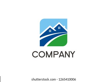 Home logo in square concept