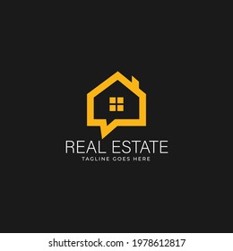 Home Logo Template - Chat, Modern, home, house, and real estate Symbol Logo suitable for real estate agency, and real estate company