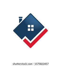 Home Logo Template with check mark. Logo for real estate agency. check home icon symbol designs.	

