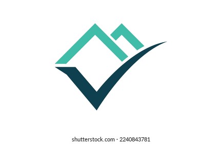 Home logo template with check mark logo for real vector image