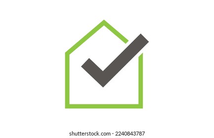 Home logo template with check mark logo for real vector image