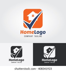 Home Logo Template with check mark. Logo for real estate agency.